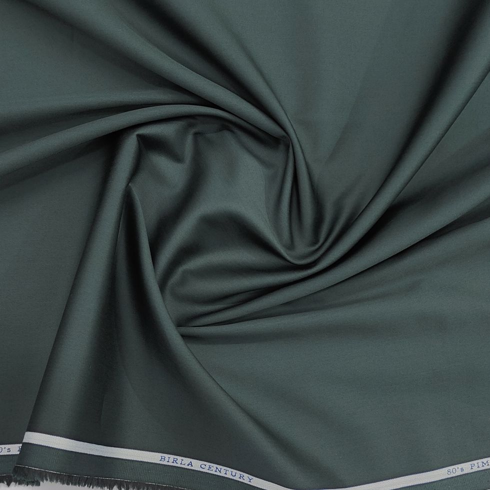 Birla Century Men’s 80’s Pima Cotton Solids Unstitched Shirting Fabric (Bottle Green Colour)