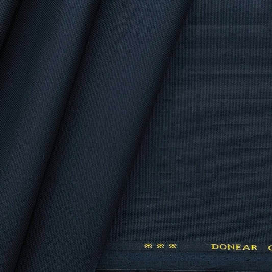 Donear Men's Pure Cotton Self Textured Trouser Fabric Color Dark Blue