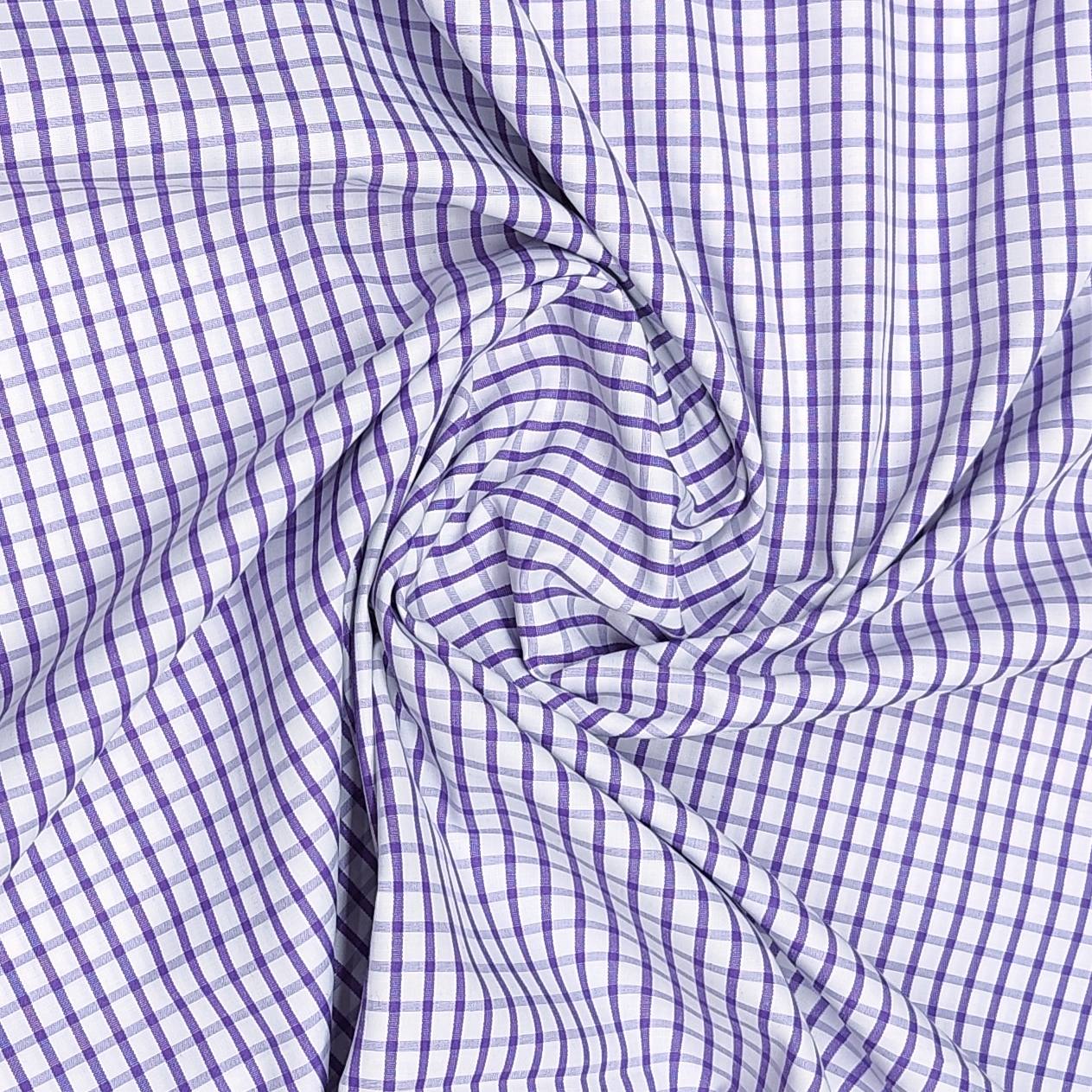 ManTire Men's Premium Polyester Cotton Mix Check Shirt Fabric Color Lavender