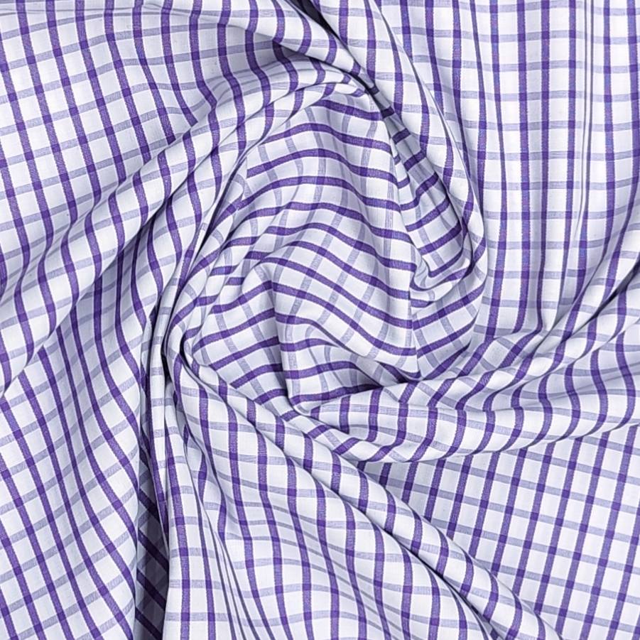 ManTire Men's Premium Polyester Cotton Mix Check Shirt Fabric Color Lavender