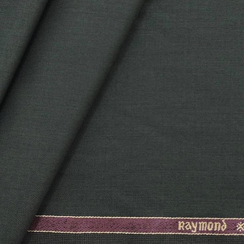 Raymond Men's Terry wool Solid Trouser Fabric Color Dark Green