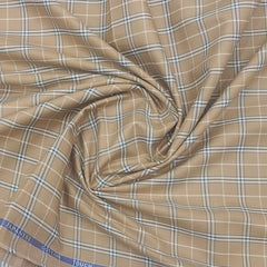 Siyaram Men's Poly Cotton Check Wrinkle Free Shirting Fabric (Tortilla Brown)