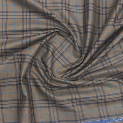 Siyaram Men's Poly Cotton Check Wrinkle Free Shirting Fabric (Gedar brown)