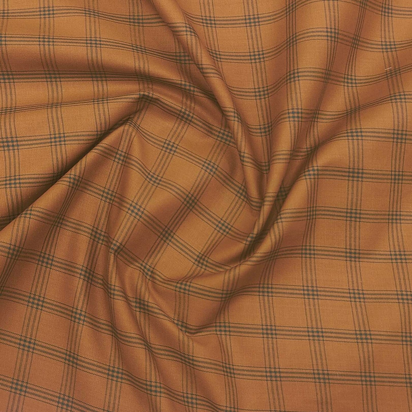 Siyaram Men's Poly Cotton Check Wrinkle Free Shirting Fabric (Russet brown)