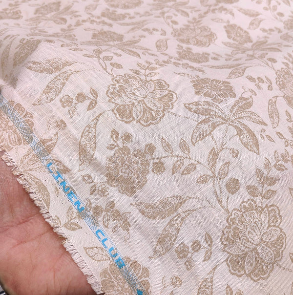 Linen Club Pure Linen Digital Printed Shirt Fabric Shirt Fabric Colour Brown