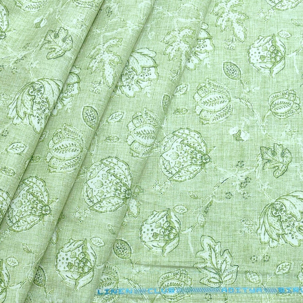 Linen Club Linen Cotton Mix Printed Shirt n Kurta Fabric Colour Green