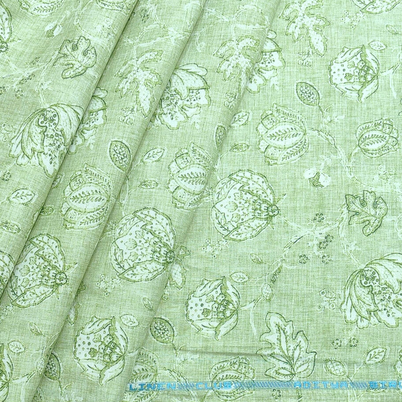 Linen Club Linen Cotton Mix Printed Shirt n Kurta Fabric Colour Green