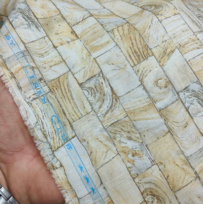 Shirt Fabric Linen Club Linen Cotton Mix Digital Printed Colour Light Brown