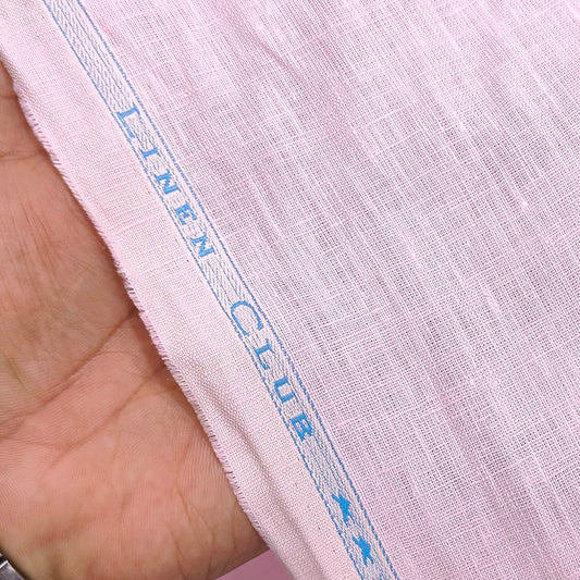 Linen Club Men's 60 LEA Pure Linen Solids Shirt Fabric Colour Baby Pink