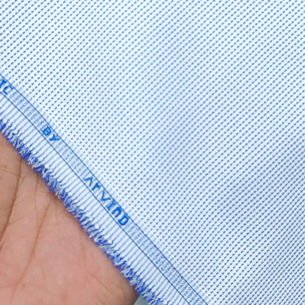 Arvind Men's Polycotton Wrinkle Free Pin Dotted Shirt Fabric Colour Light Blue