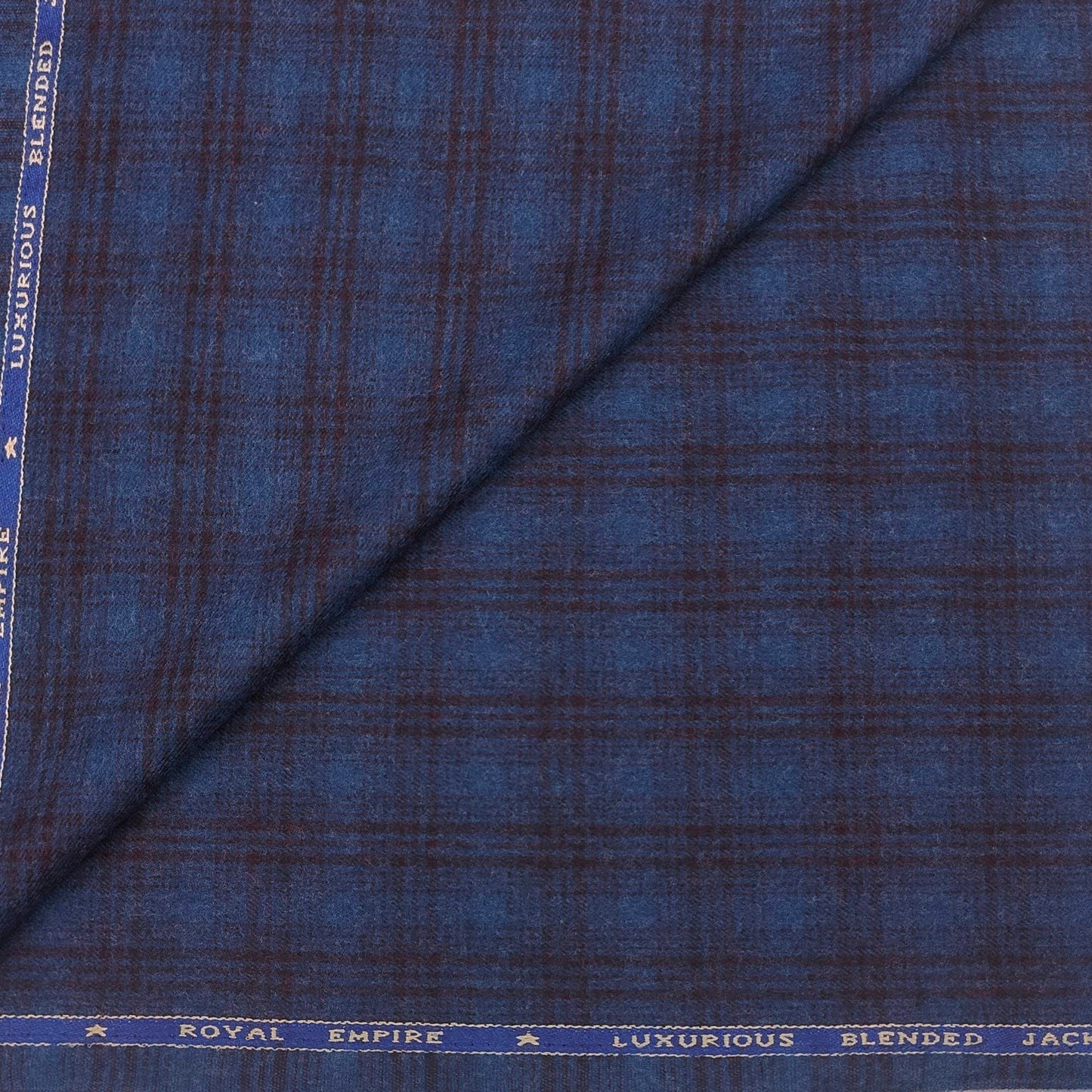 OCM 100% Finest Wool Check Tweed Blazer Fabric Colour Blue