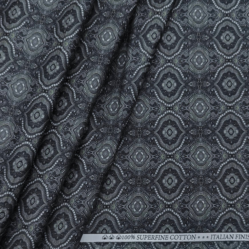 ManTire Finest Giza Cotton Digital Printed Shirt Fabric Colour Dark Grey