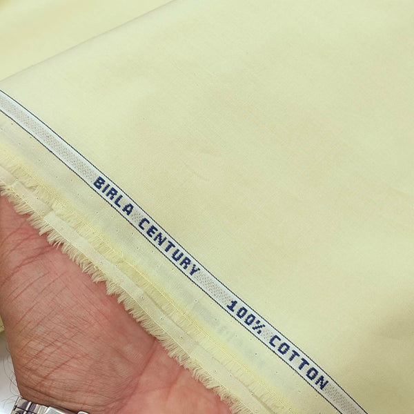 Birla Century Pure cotton Plain Shirt Fabric Colour Lemon Yellow