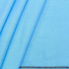 Shirt Fabric Birla Century Pure cotton Plain Fill a Fill Colour Sea Blue