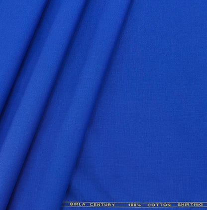 Birla Century Pure cotton Plain Fill a Fill Shirt Fabric Colour Royal Blue