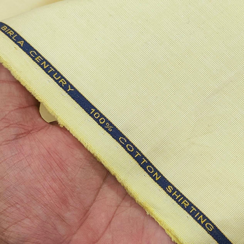 Birla Century Pure cotton Plain Fill a Fill Shirt Fabric Colour Mango Yellow