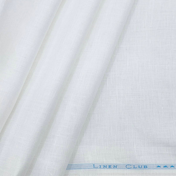 Linen Club Pure Linen 100Lea*100Lea Premium Plain White Shirt Fabric