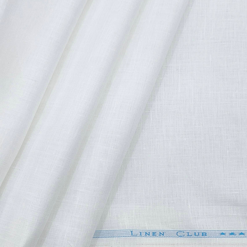 Linen Club Pure Linen 100Lea*100Lea Premium Plain White Shirt Fabric
