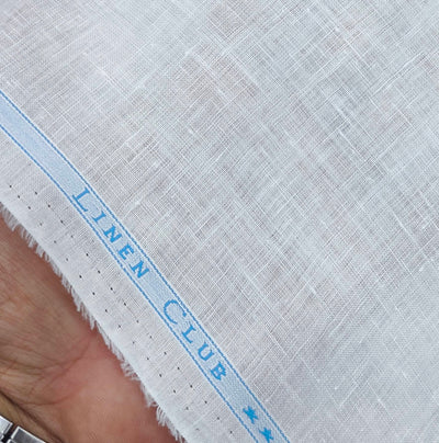 Linen Club Pure Linen 80Lea Premium Plain White Shirt Pajama Fabric
