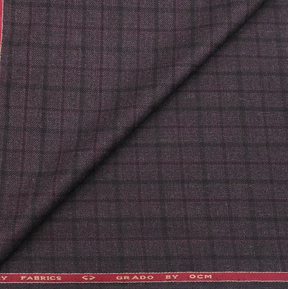 OCM Woollen Check Tweed Blazer Fabric Colour Wine