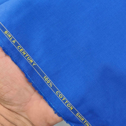 Birla Century Pure cotton Plain Fill a Fill Shirt Fabric Colour Royal Blue