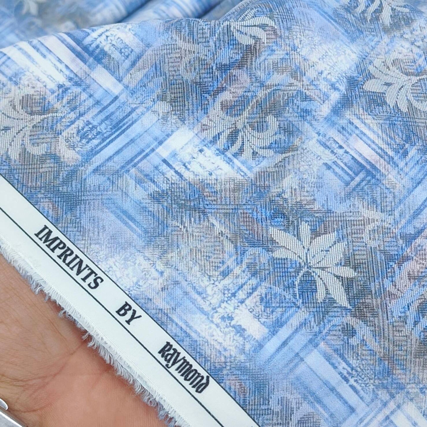 Raymond Premium Poly Cotton Digital Printed Shirt Fabric Colour Light Blue