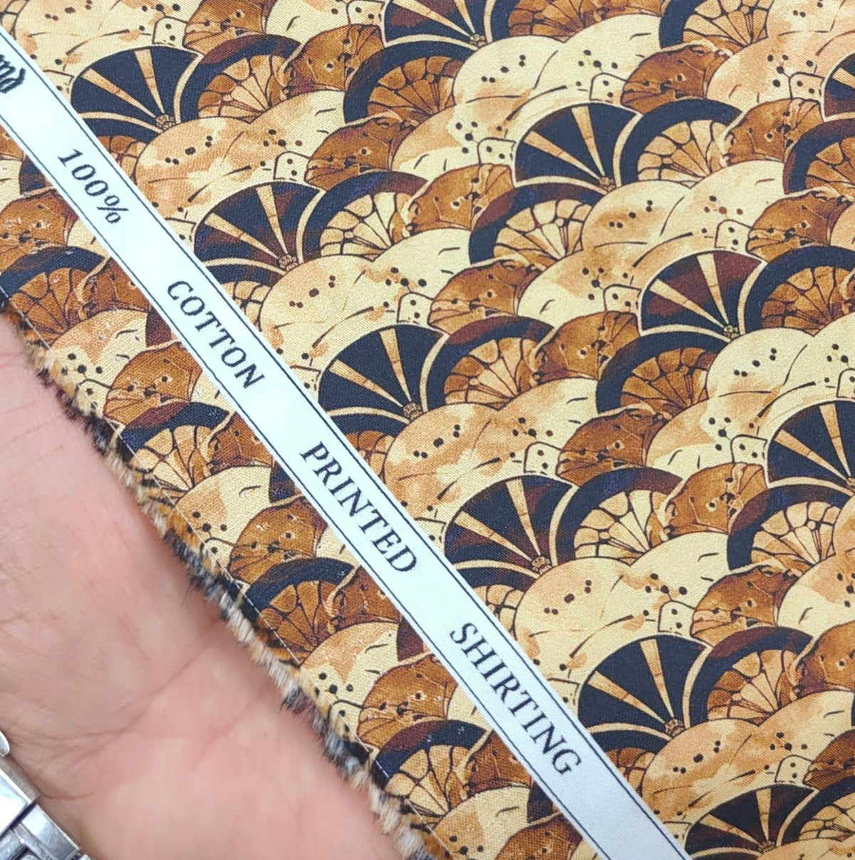 Raymond Premium Giza Cotton Digital Printed Shirt Fabric Colour Golden
