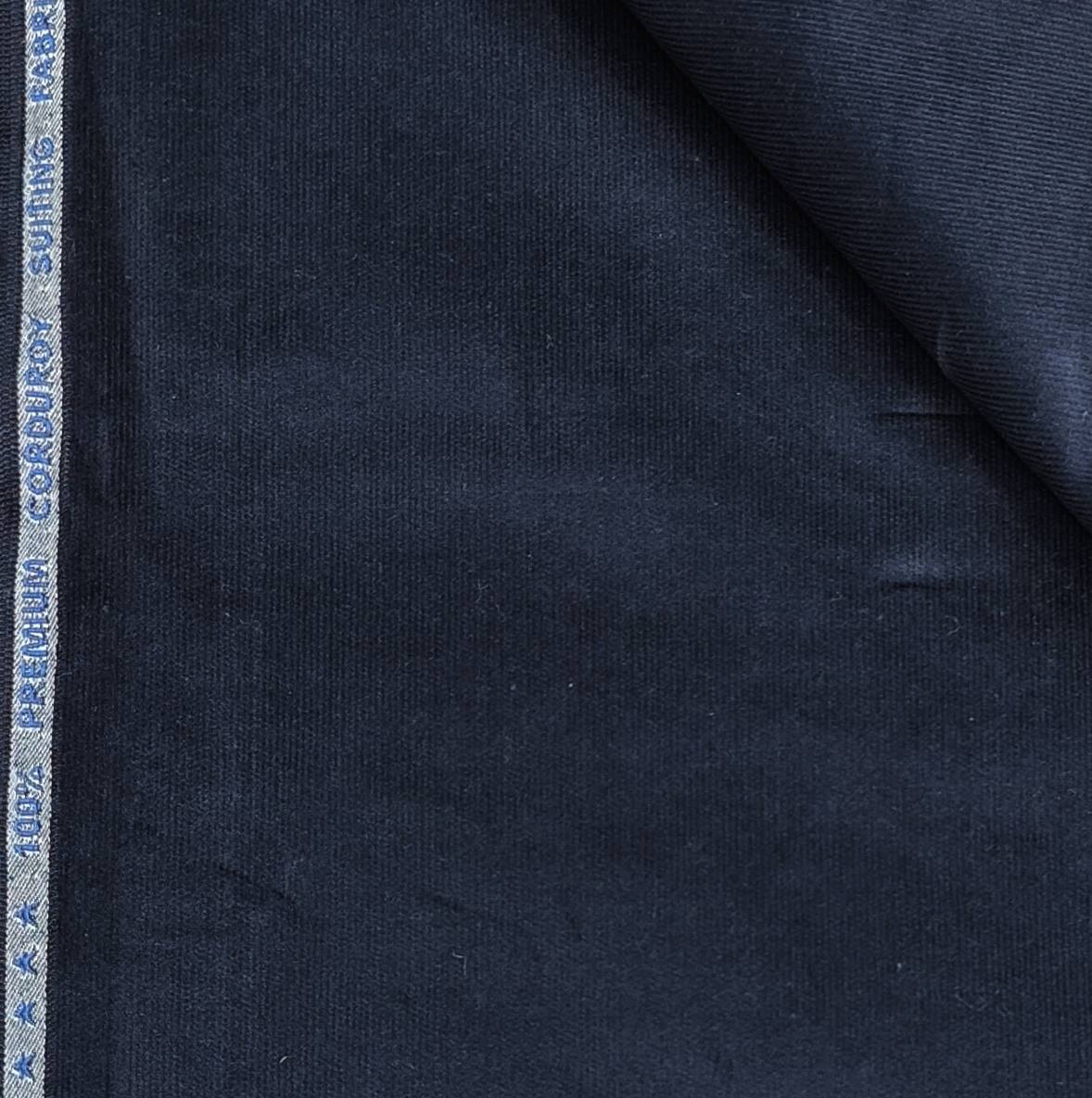 Birla Century Pure Cotton stretchable  Self Textured Courdray Trouser Fabric Colour Dark Blue