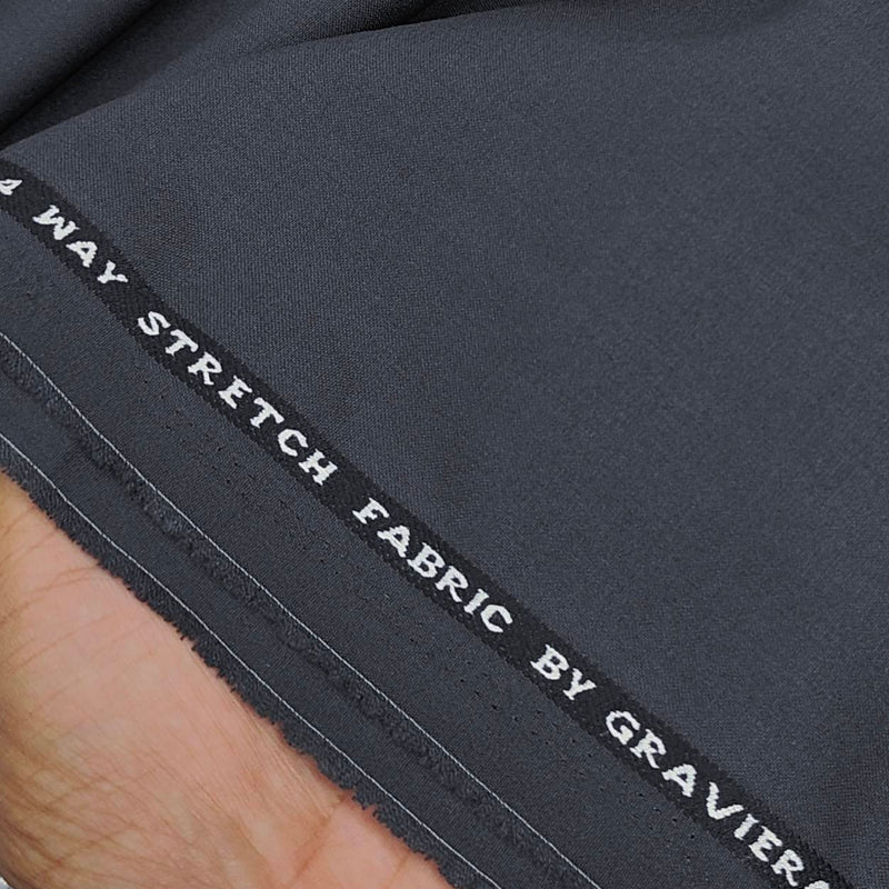 Graviera Men's 4Way Lycra Premium Plain Pant Fabric Color Steel Grey