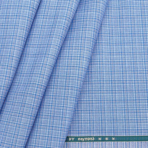 Raymond Poly Viscose Premium Check Trouser Fabric Colour Sky Blue