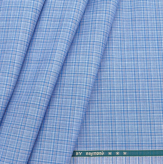 Raymond Poly Viscose Premium Check Trouser Fabric Colour Sky Blue