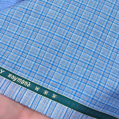 Raymond Poly Viscose Premium Check Trouser Fabric Colour Sky Blue