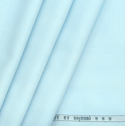 Raymond Poly Viscose Premium Dull Check Trouser Fabric Colour Sea Blue