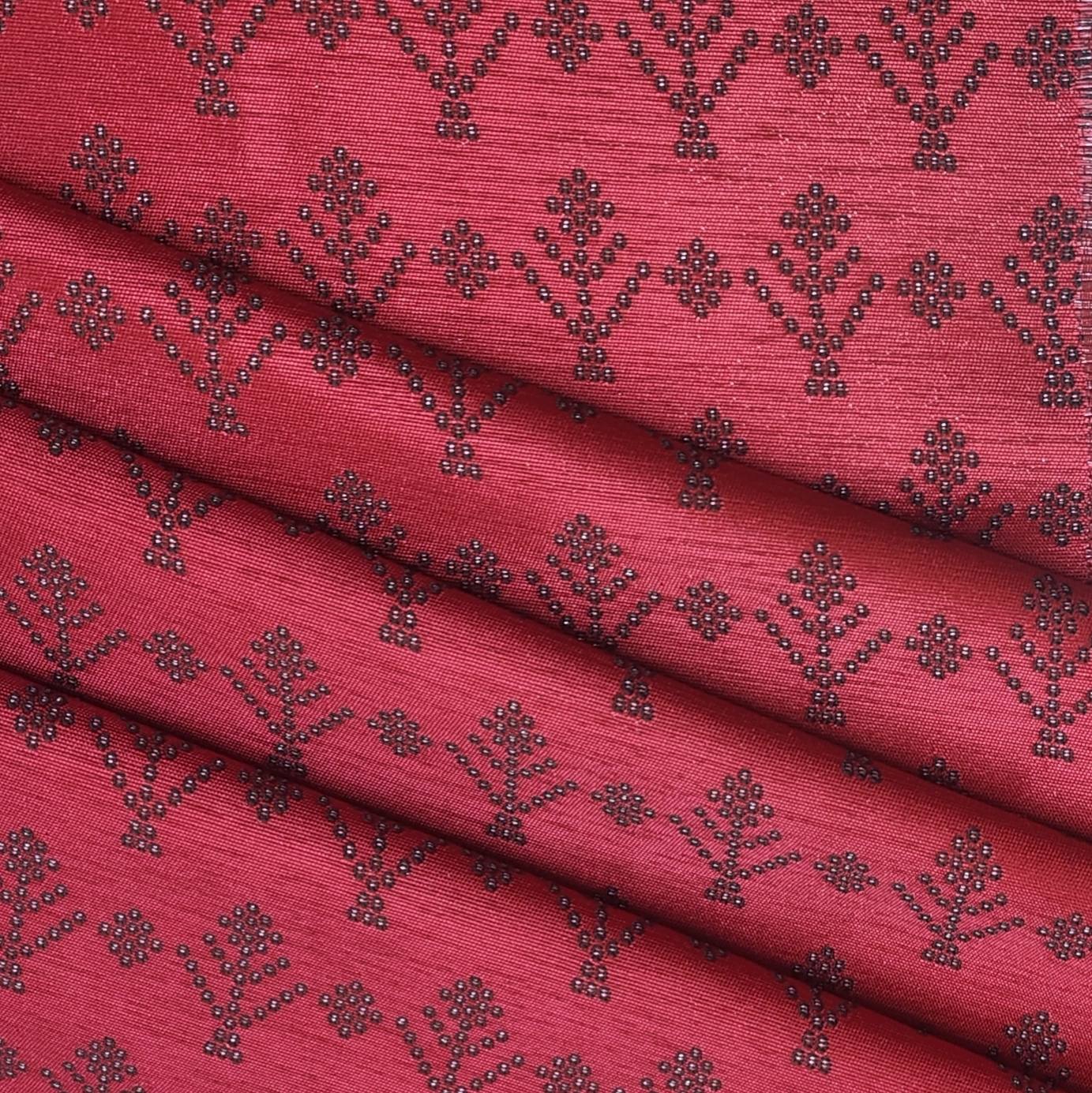 ManTire Premium Jacquard Koti n BandhGala Fabric Colour Red