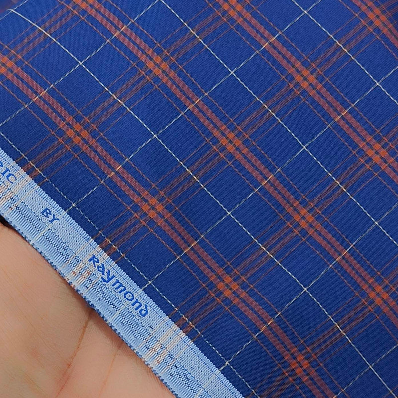 Raymond Premium Polyester Cotton Patta Check Shirt Fabric Colour Dark Blue