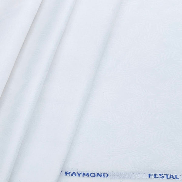 Raymond Premium Polyester Cotton Jacquard Shirt Fabric Colour White