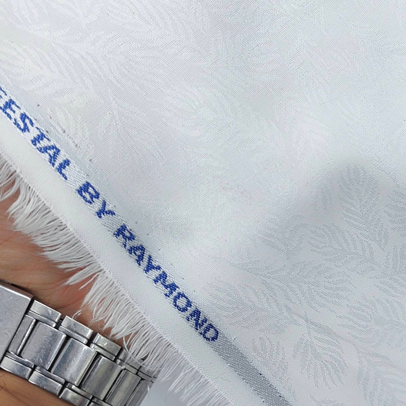 Raymond Premium Polyester Cotton Jacquard Shirt Fabric Colour White