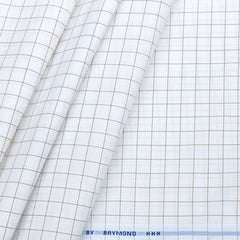 Raymond Premium Polyester Cotton Check Shirt Fabric Colour Brown