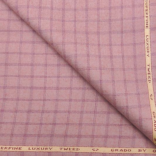 OCM Premium Check Tweed Blazer Fabric Colour Pink