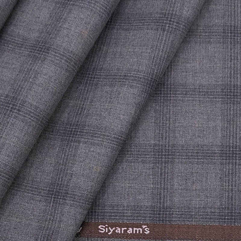 Siyaram Men's Polyester Viscose Check Finest Trouser Fabric Colour Biscuit Brown