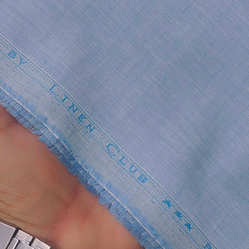 Linen Club Linen Blended Plain Shirt Fabric Colour Light Blue