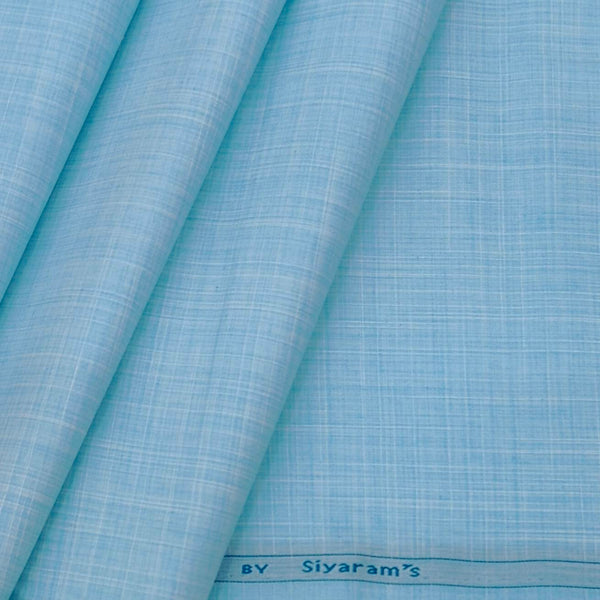 Siyaram Men's Poly Cotton Wrinkle Free Slub Shirt Fabric Colour Pale Blue