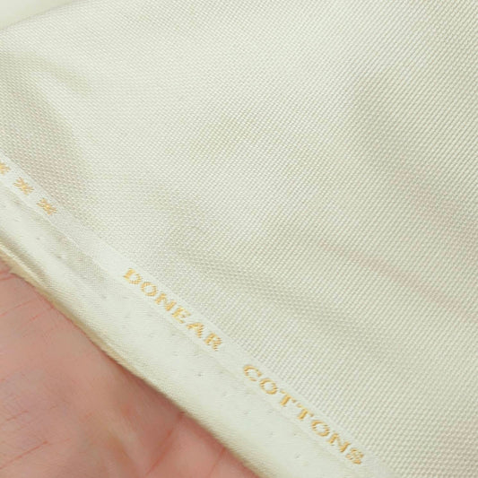 Donear Men's Pure Cotton Self Textured Trouser Fabric Color Cream