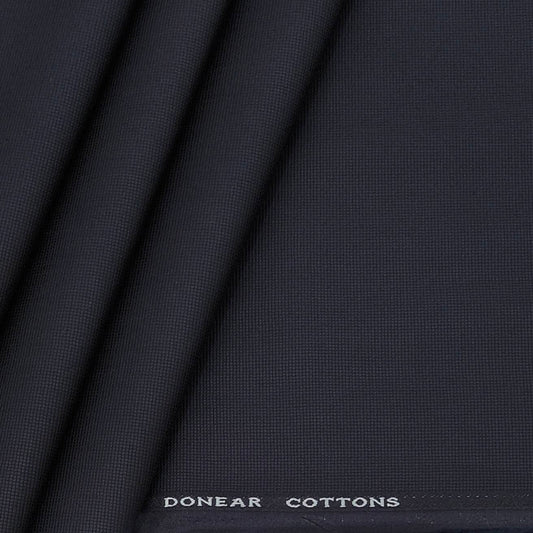 Donear Men's Pure Cotton Self Textured Trouser Fabric Color Slate Grey