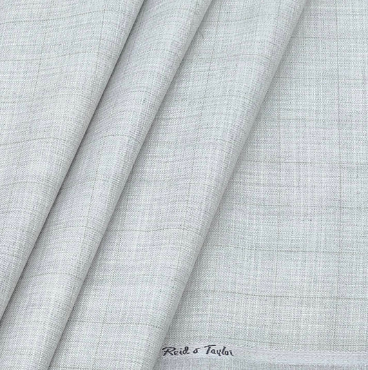 Trouser Fabric Reid & Taylor Polyester Viscose Mild Check Color Greenish Grey