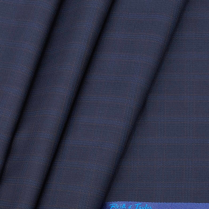 Trouser Fabric Reid & Taylor Polyester Viscose Mild Check Color Dark Blue