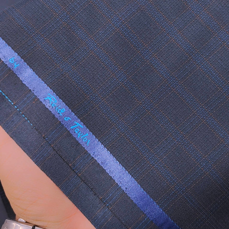 Trouser Fabric Reid & Taylor Polyester Viscose Mild Check Color Dark Blue