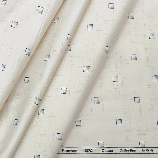 Shirt Fabric ManTire Giza Cotton Designer printed Colour Cream