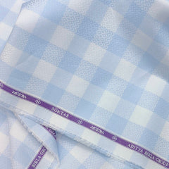 Shirt Fabric Soktas Premium Giza Cotton Jacquard Check Colour Maya Blue