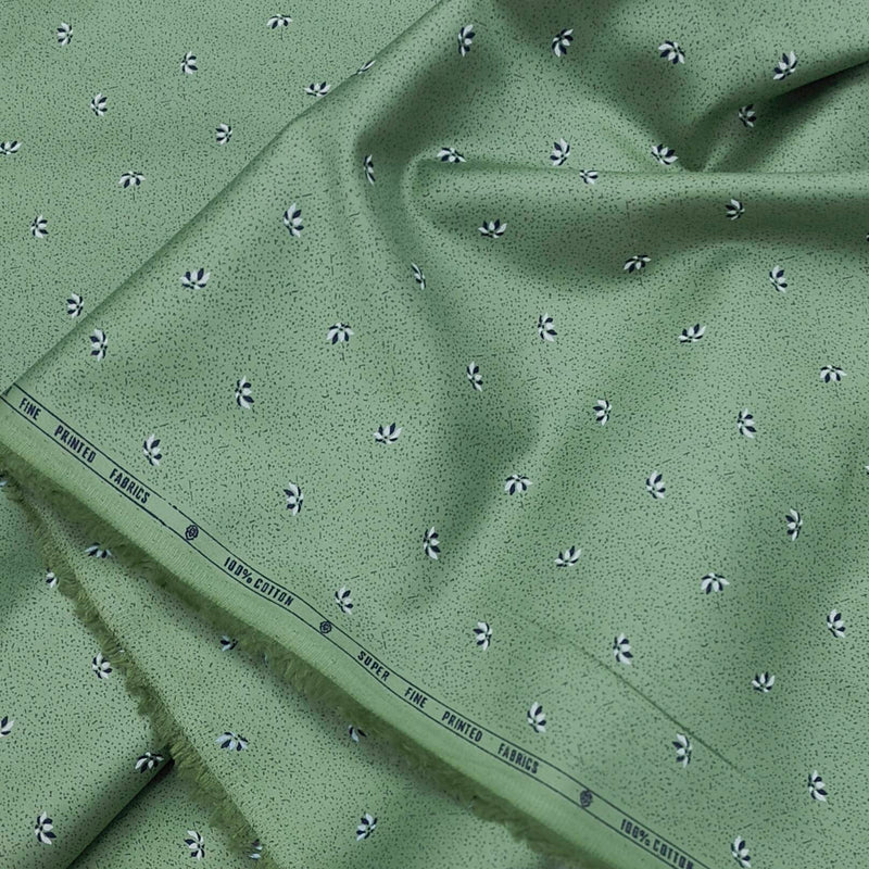 Shirt Fabric ManTire Giza Cotton Designer printed Colour Hunter Green